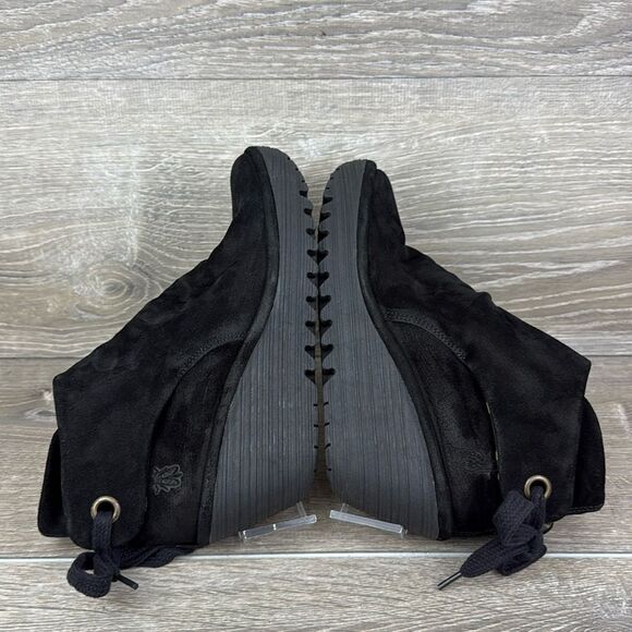 Fly London Yebi Black Suede Women’s Size 8.5/EU 39 Wrap Wedge Ankle Bootie - Picture 10 of 11